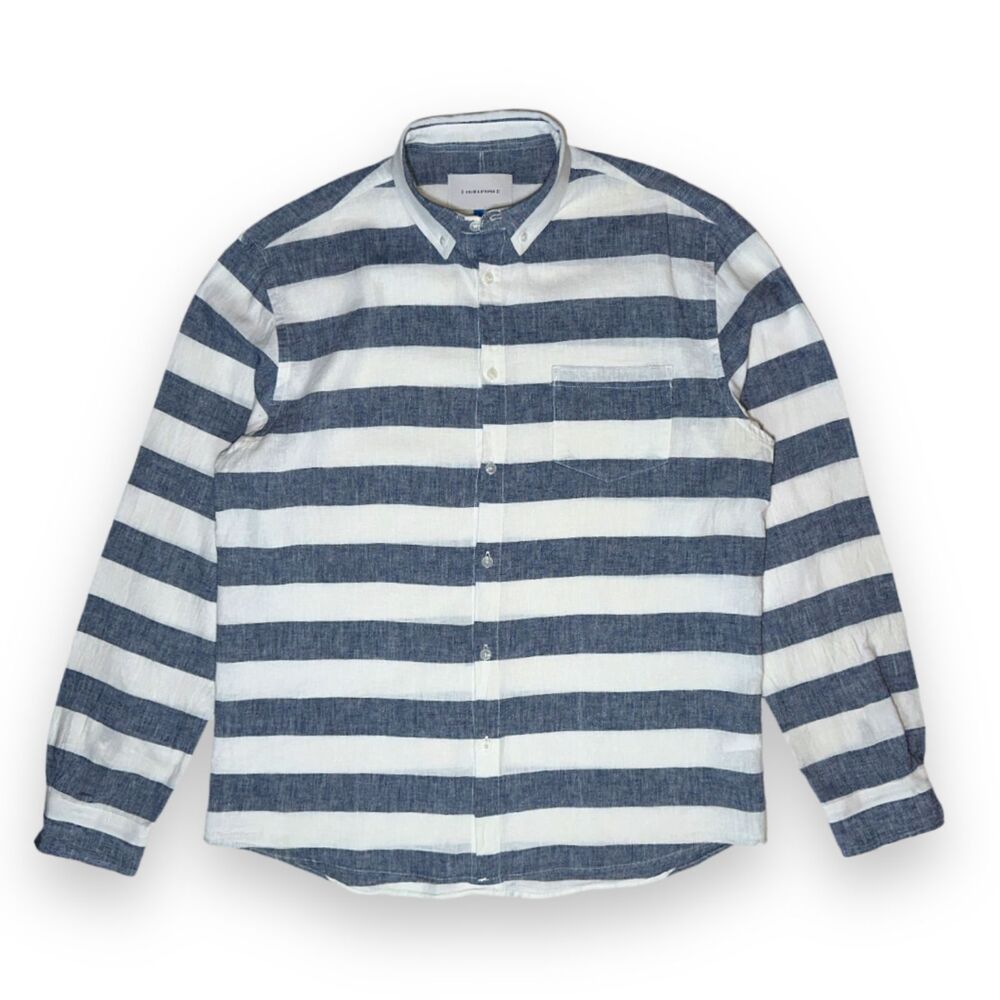 Solid & Striped Cotton Linen Striped Beach Shirt Men’s Large Rare D/C